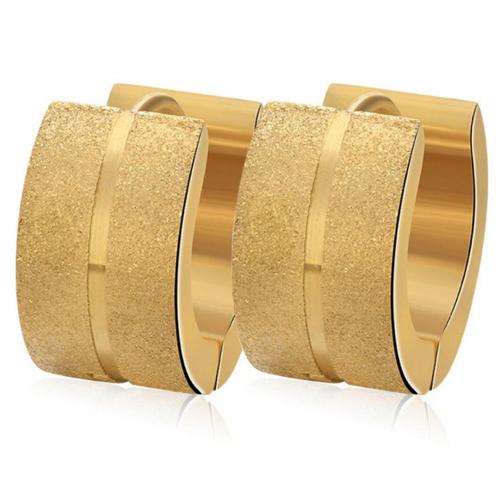 Titanium Steel Double Row Frosted Stainless Steel Earrings