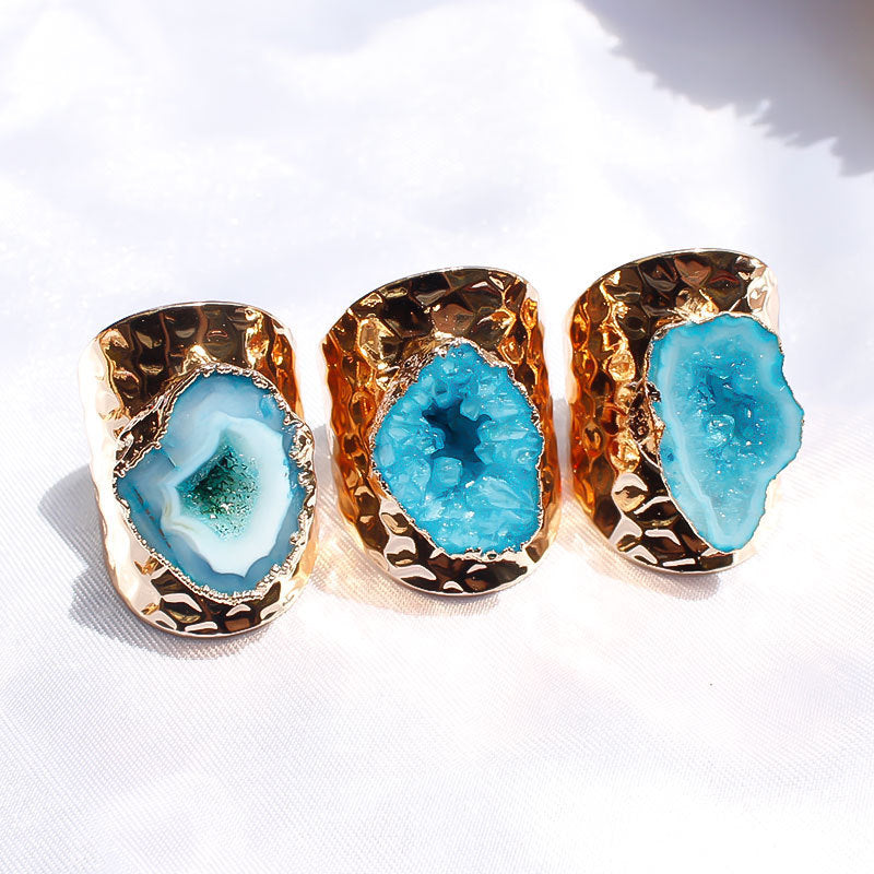 Natural Agate Crystal Hole Ring Natural Stone Rough Stone Slice