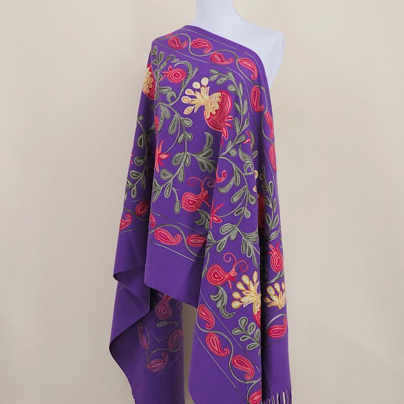 Gourd Pomegranate Blossom Embroidery Scarf Cashmere Shawl