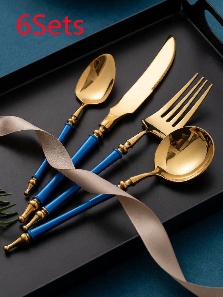 Steak Golden Knife Fork And Spoon Three-piece Set