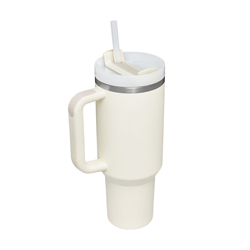 Gobelet isotherme 1,2 L avec poignée et paille, en acier inoxydable, anti-déversement, tasse à café isotherme sous vide avec couvercle, mug conique, cadeaux pour la Saint-Valentin, convient pour la voiture, la salle de sport, le bureau, les voyages