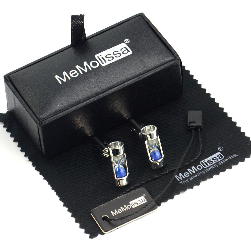 Boutons de manchette sablier bleu français