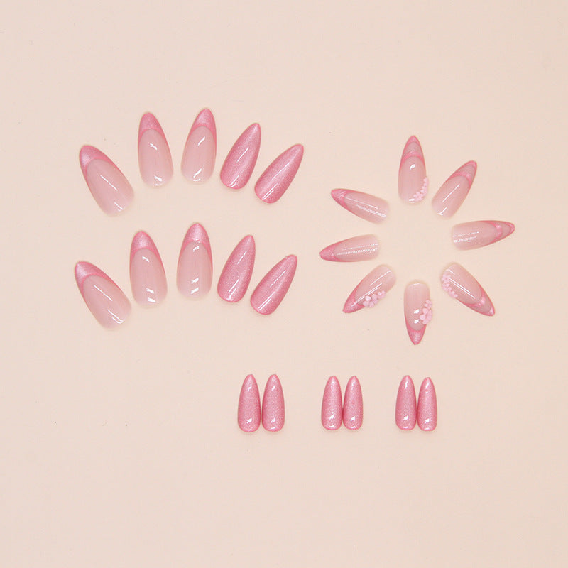 French Cat's Eye Wear Armor Mid-length Almond Nail Tip