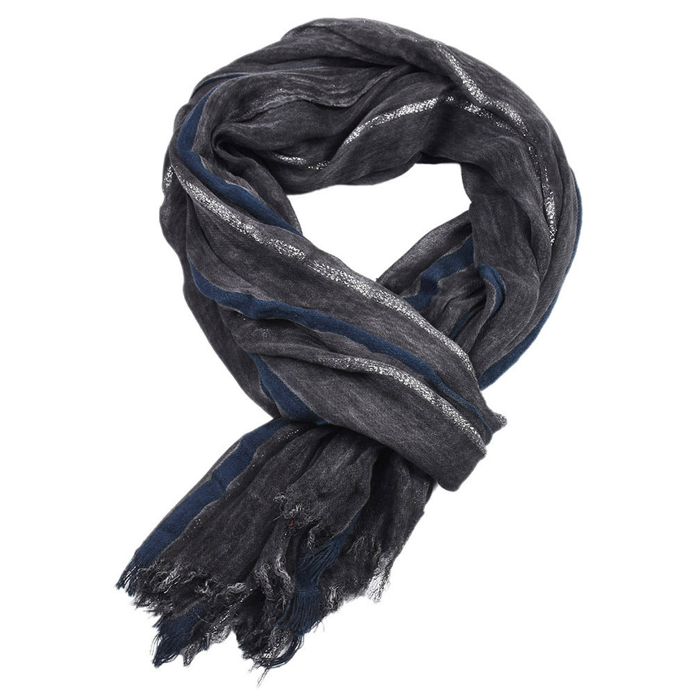 Men's Retro Gentleman Gold Thread Striped Scarf