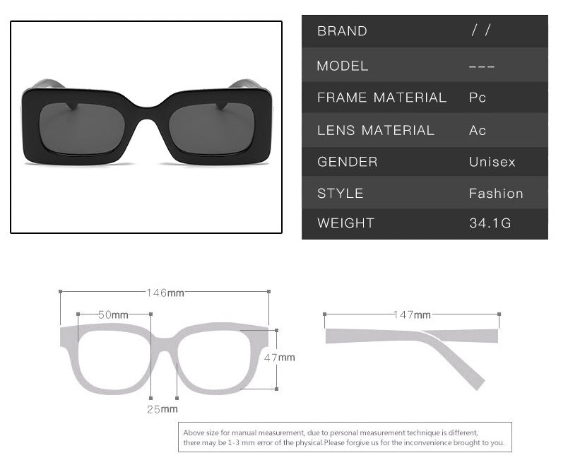 Jelly Color Square Sunglasses Concave Shape