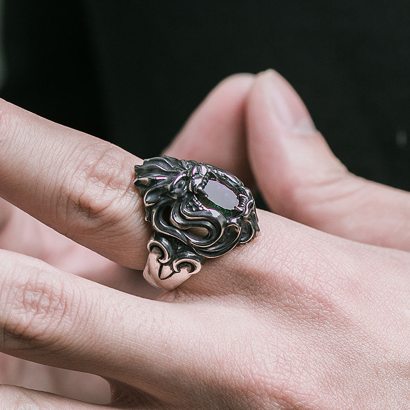 Bague tête de lion en argent thaïlandais pour hommes