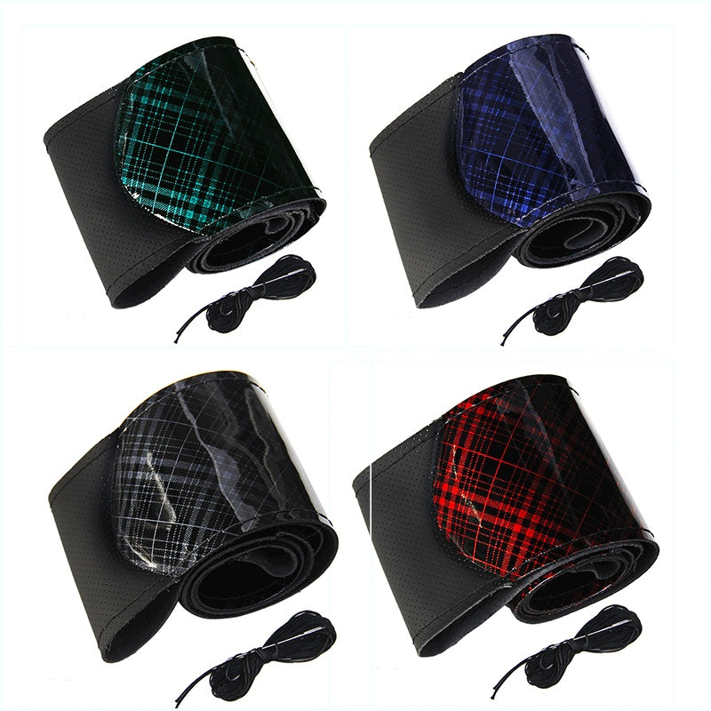 Hand-stitched Steering Wheel Cover, Square Grid, Wear-resistant And Breathable