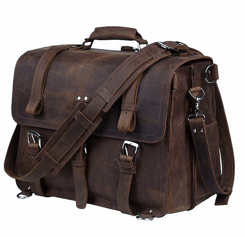 Sac de voyage rétro en cuir Crazy Horse pour hommes