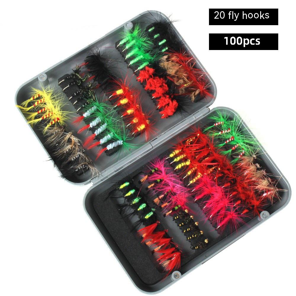 Équipement de pêche - Kit d'appâts mouches 100 pièces