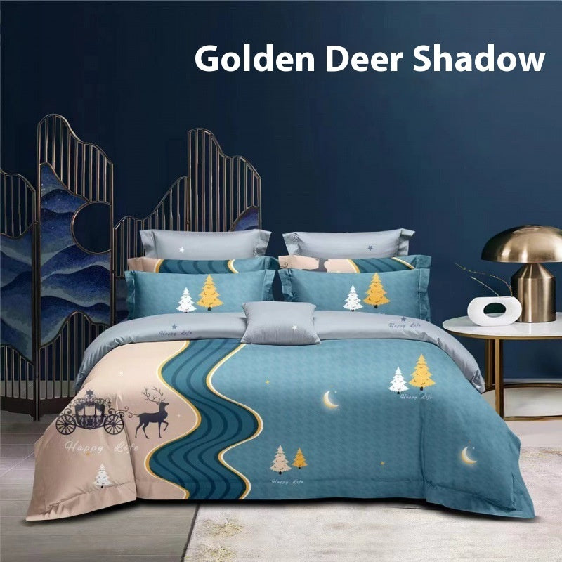 Flower Brushed Thickened Quilt Cover 4-piece Kit