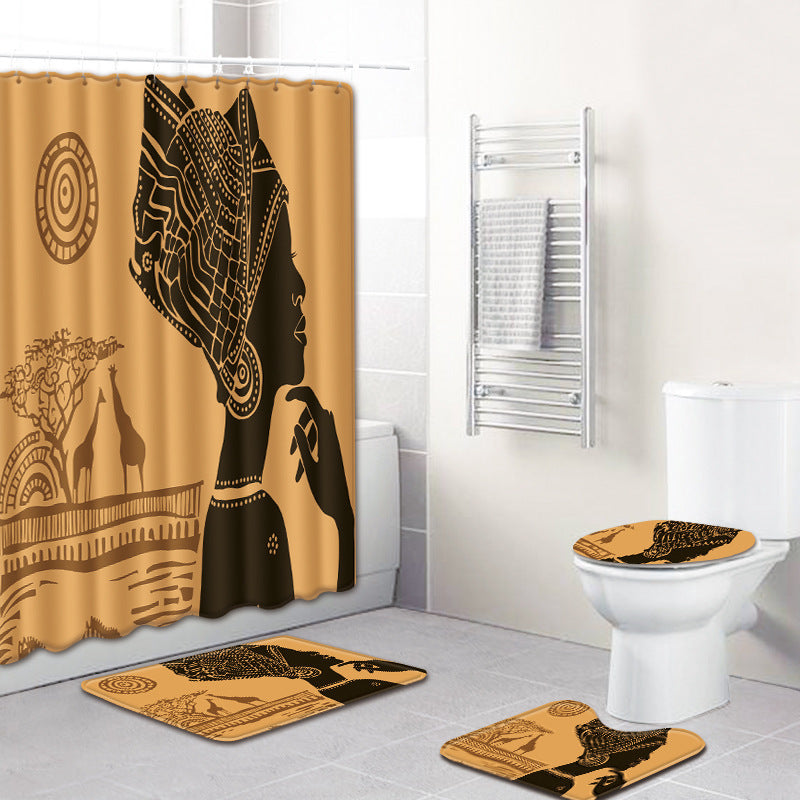Ensemble tapis et rideau de douche