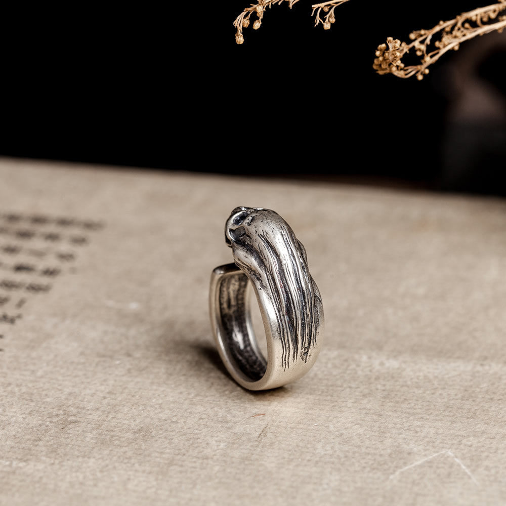 S925 Sterling Silver Distressed Dark Soul Skull Ring