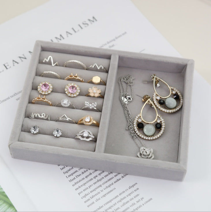 Boîte de rangement de bijoux, bagues et boucles d'oreilles ménagère de grande capacité