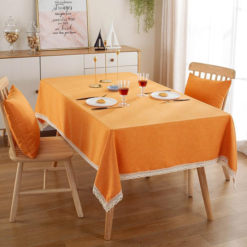 Nappe en Lin et Dentelle Adaptée aux Tables à Manger Rectangulaires