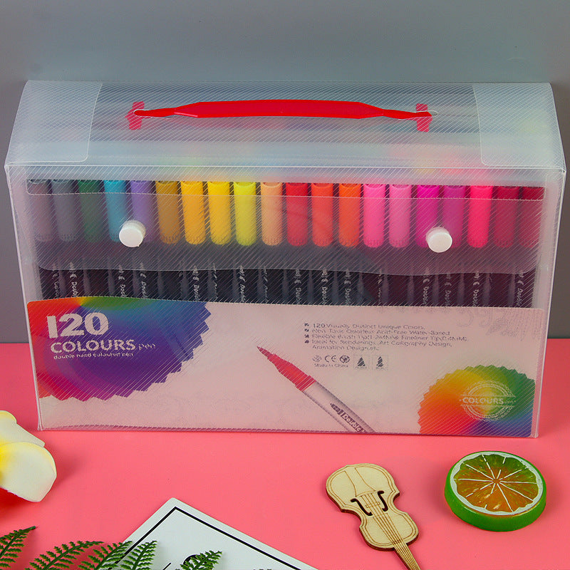 Water Based Double Head Washable Color Line Marker Creative Watercolor Pen Set