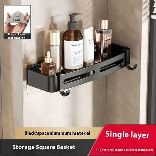 Gun Gray Bathroom Rack Triangle Wall-mounted Punch-free Storage