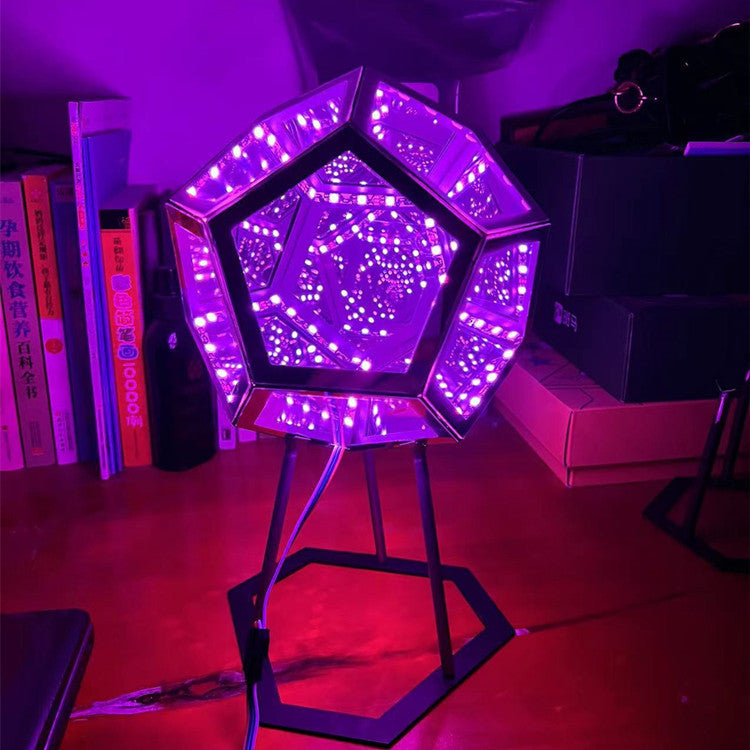 Lampe de nuit créative, cool et illimitée en forme de dodécaèdre, petite, couleur