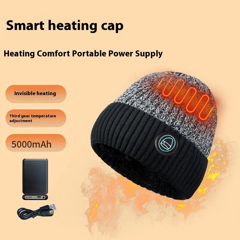 Bonnet de ski chauffant d'hiver, doublure en polaire, casquette chauffante