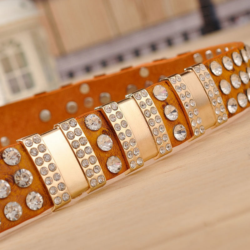 Ceinture décorative de mode large en strass entièrement incrustée de diamants