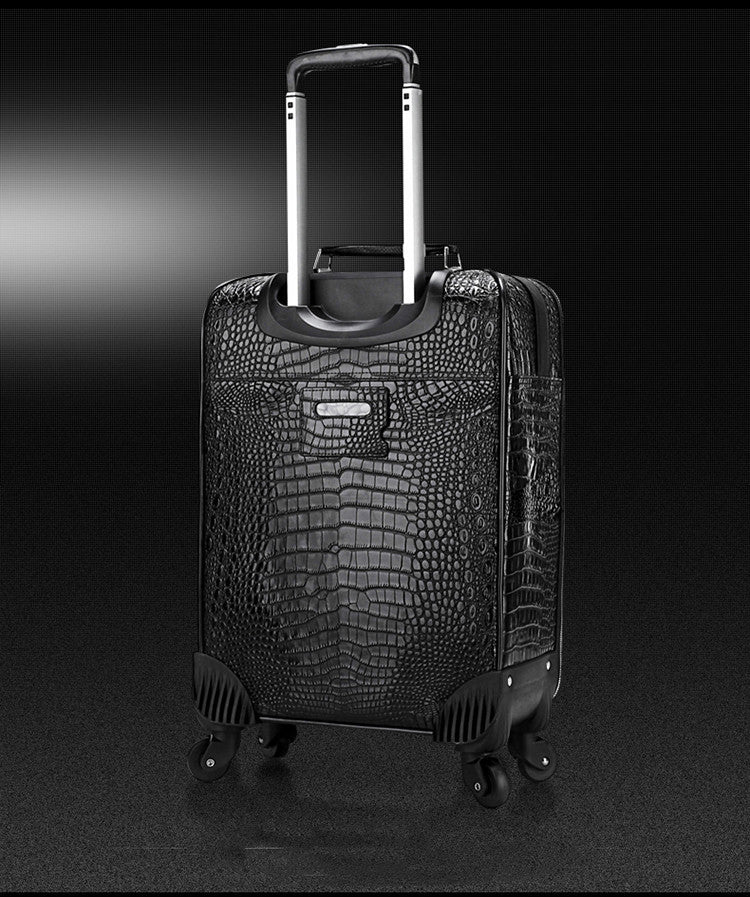 Valise Homme en Cuir Véritable Motif Crocodile, Cuir de Vachette Première Couche