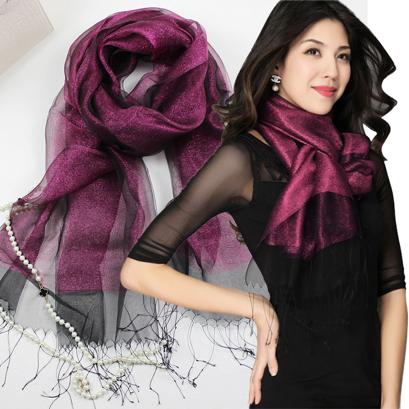 Foulard en Soie Élégant Double Couche de Soie pour Femme, Tendance et Haut de Gamme