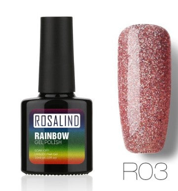 Sans clous, longue tenue, non toxique, vernis à ongles, colle de photothérapie ROSALIND, système arc-en-ciel étoilé.