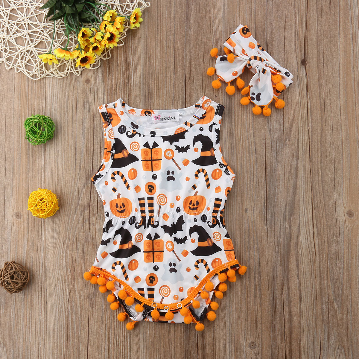 Furry ball triangle romper