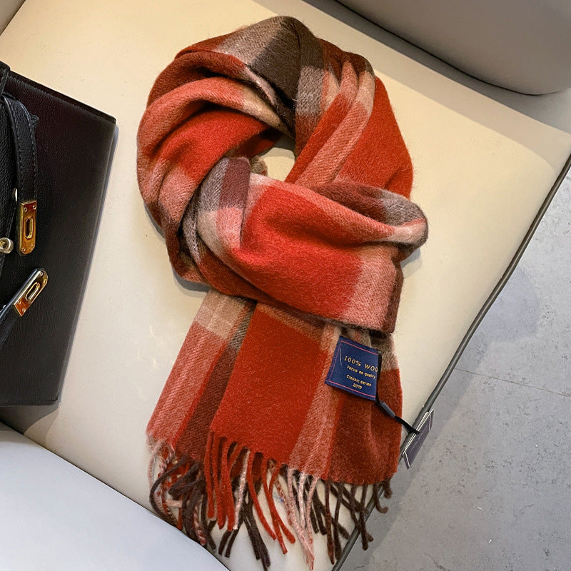Wool Scarf Men's Winter Red New Style Fruit Green Gray