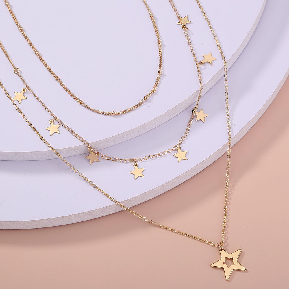 Star Tassel pendant multi-layer necklace