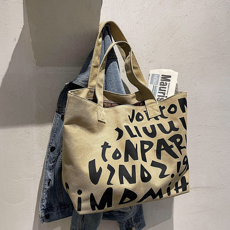 Women's Large Capacity New Letter Hand Shopping Canvas Bag