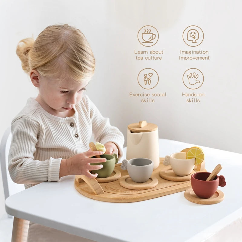 Jouet Maison de Thé en Bois pour Jeu d'Imitation