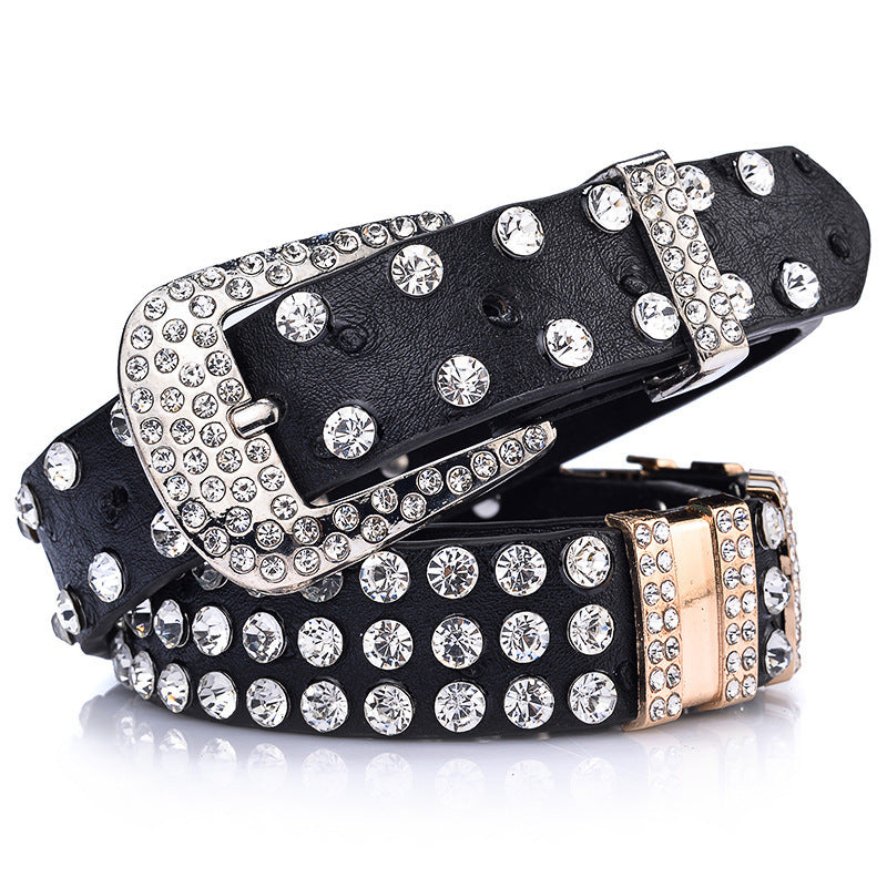 Ceinture décorative de mode large en strass entièrement incrustée de diamants