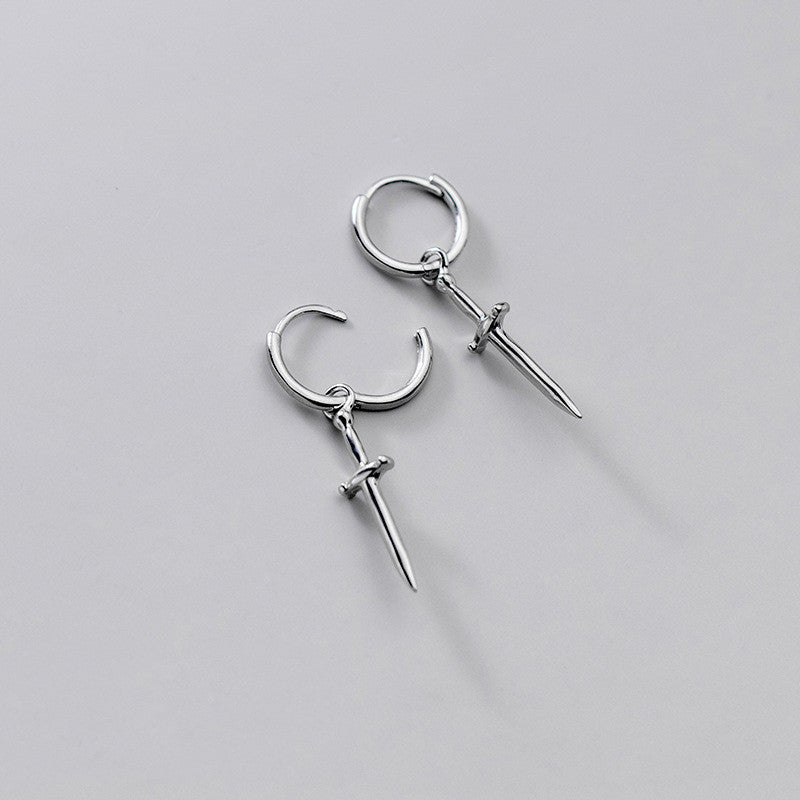 Boucles d'oreilles créatives personnalité épée croix brillante