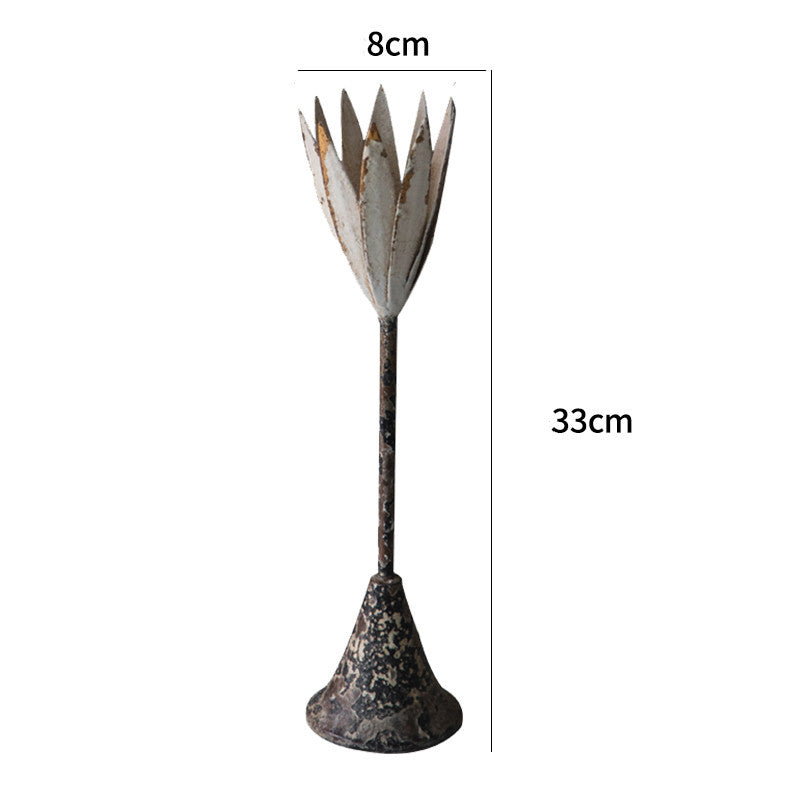 American Retro Solid Wood Wrought Iron Candle Holder Ornaments