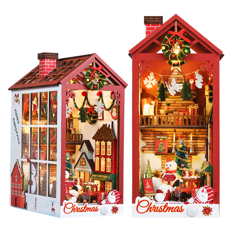 Jouet de Modèle de Maison Miniature Lumineuse de Noël à Fabriquer Soi-même
