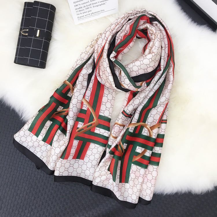 Silk Scarf Women's Spring and Autumn Long Silk With Shawl
