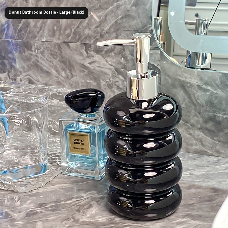 Ceramic Empty Bottle For Shower Gel Divided Into Bottles And Pressed