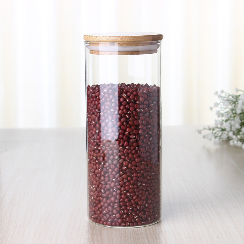 Glass Storage Jar With Bamboo Lid For Storing Tea