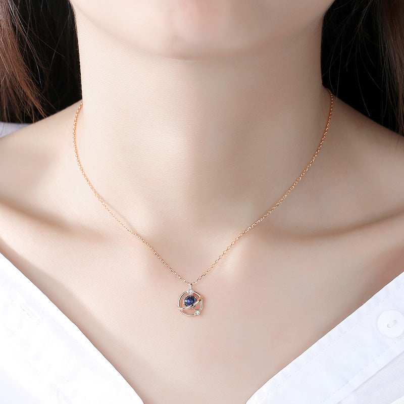 Silver-plated fantasy planet necklace