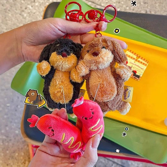 Sausage Plush Dog Bag Pendant Keychain