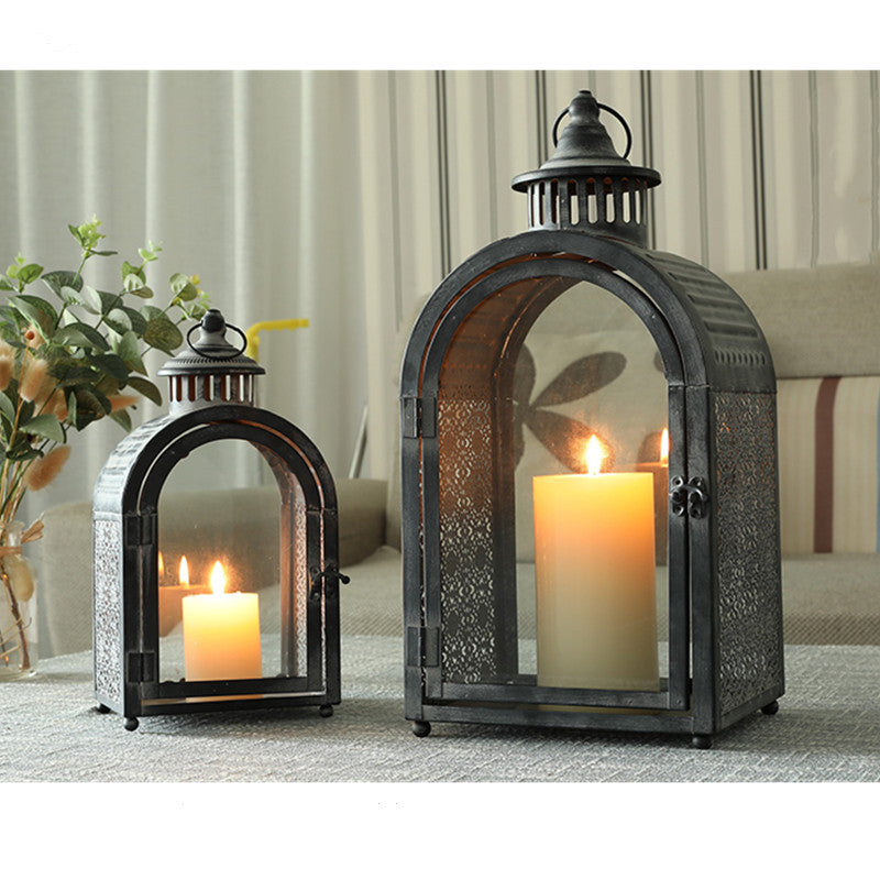 Fashion Vintage Wrought Iron Glass Candle Holder