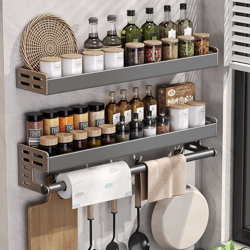 Gun Gray Kitchen Storage Rack Alumimum Punch-free Multi-functional Household