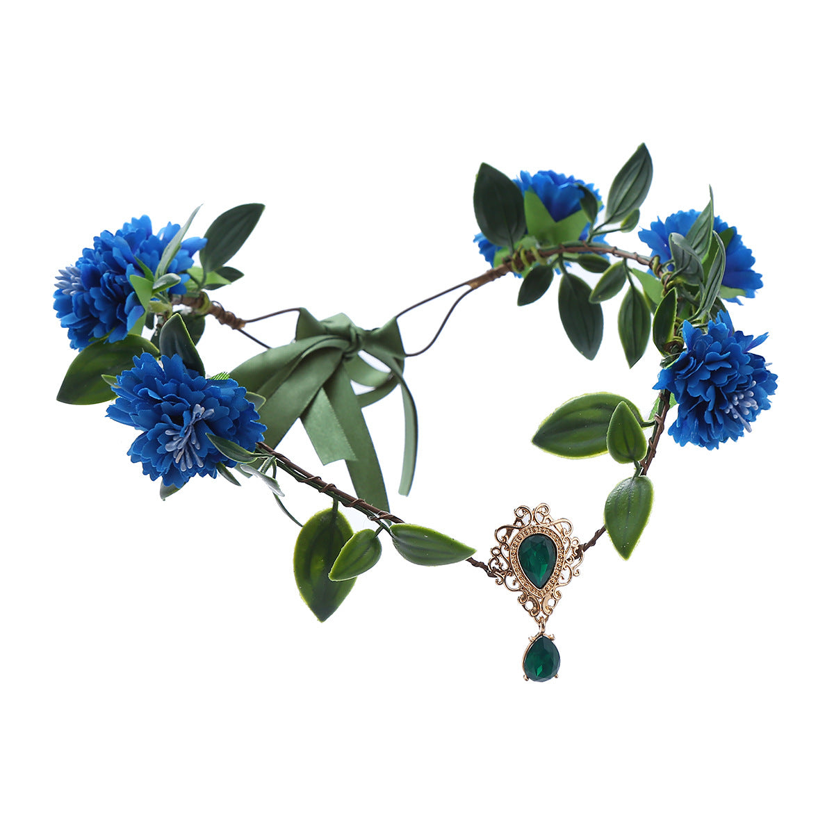 Artificial Flower Handmade Mori Style Green Leaf Female Hair Hoop