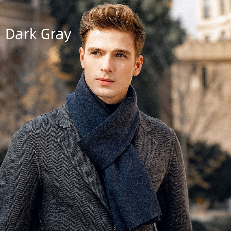 Men's Solid-color Wool Knitted Scarf