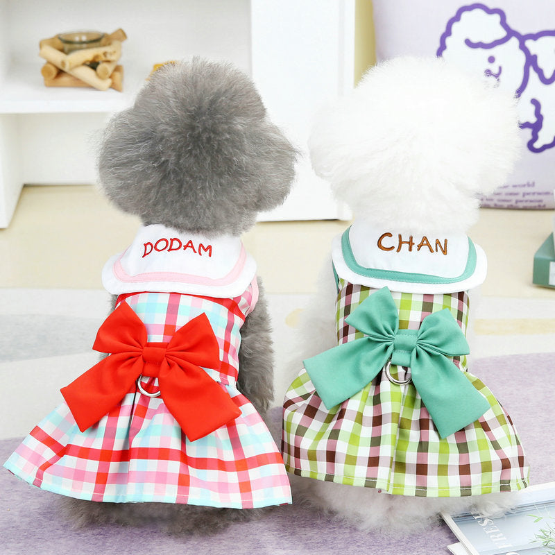 Pet Cute Clothes Casual Fashion Style All-matching Bow Traction Skirt