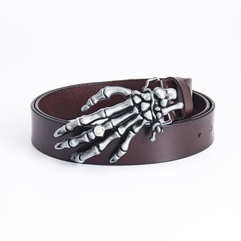 Ceinture en cuir pour homme Tête de mort Griffe Motard Outdoor
