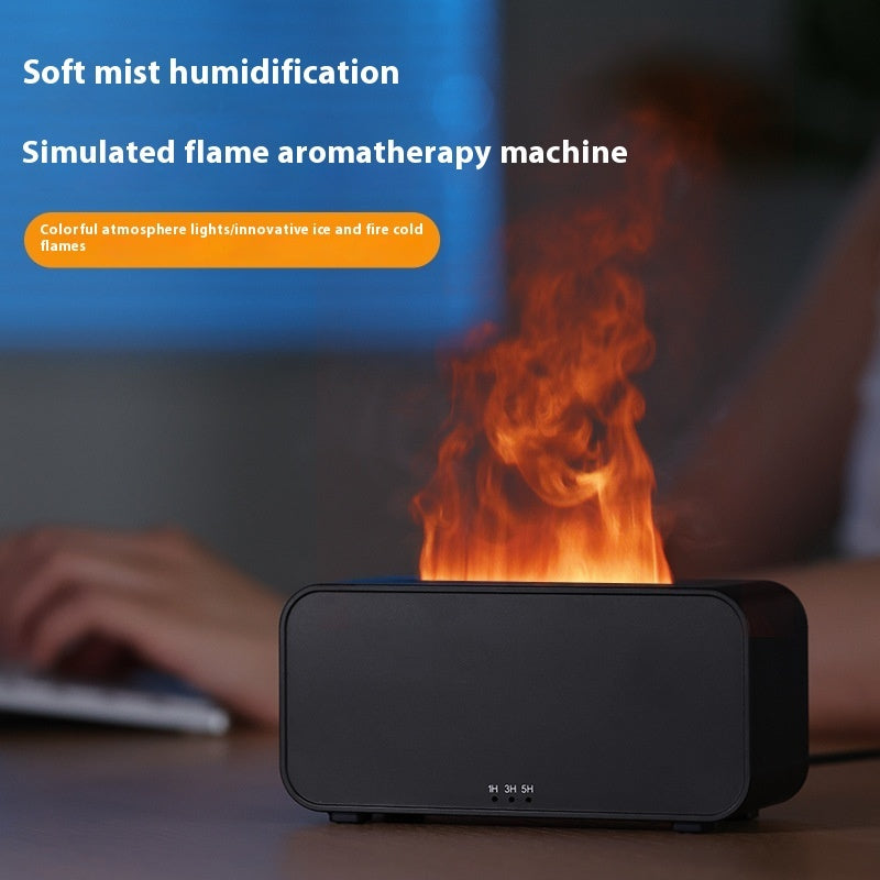 Diffuseur d'arômes à minuterie, USB, diffuseur de flamme d'aromathérapie domestique, humidificateur d'air en forme de flamme.
