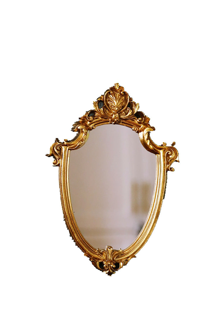 Miroir de maquillage vintage creux doré embossé