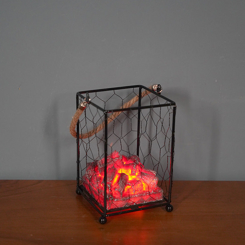Lampe de Cheminée LED Effet Flamme pour Noël Halloween Foyer Charbon Simulé