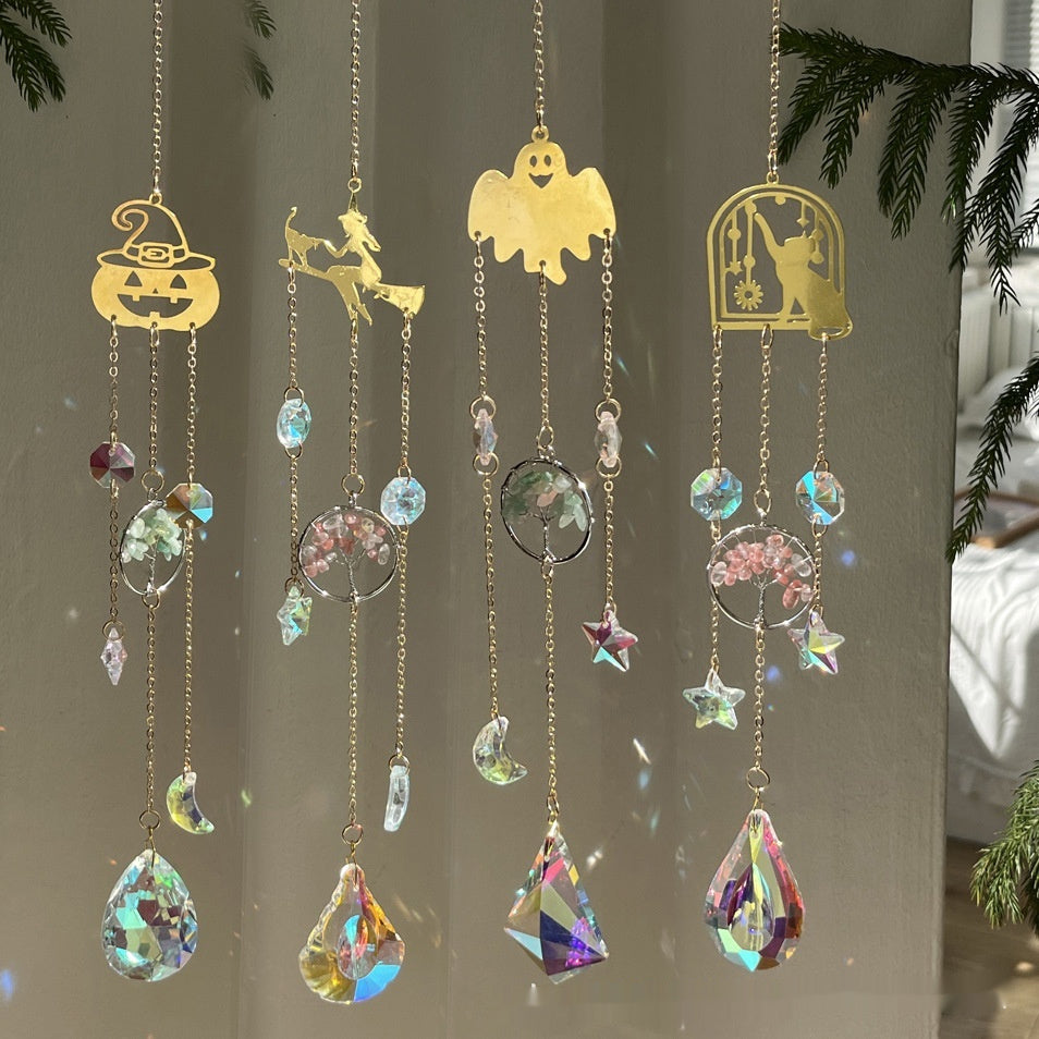 Halloween Star Moon Life Tree Crystal Decorative Pendant